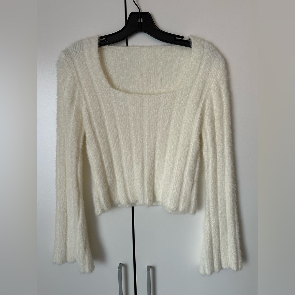 Cozy White Fuzzy Sweater